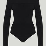 Alaïa Sculpting rib-knit off-shoulder bodysuit