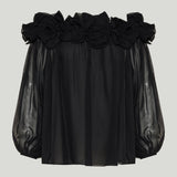 Carolina Herrera Rosette off shoulder top