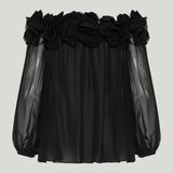 Carolina Herrera Rosette off shoulder top