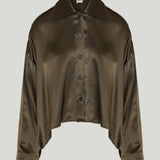 Khaite Bodine asymmetric silk satin shirt