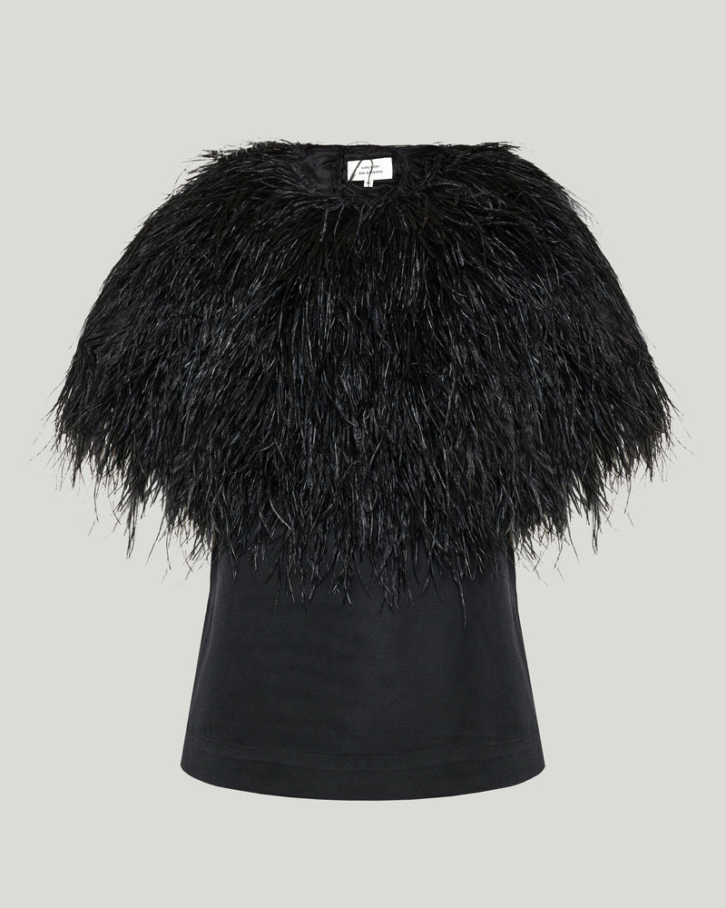 Loulou de Saison Iona feather-trimmed crepe blouse