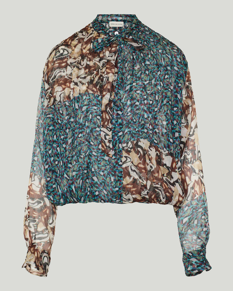 Dries Van Noten Cenvy semi-sheer silk shirt