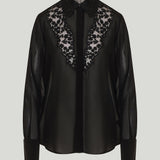 Fendi Lace-trimmed silk georgette shirt