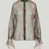 Etro Ruffled paisley-print silk-blend chiffon blouse