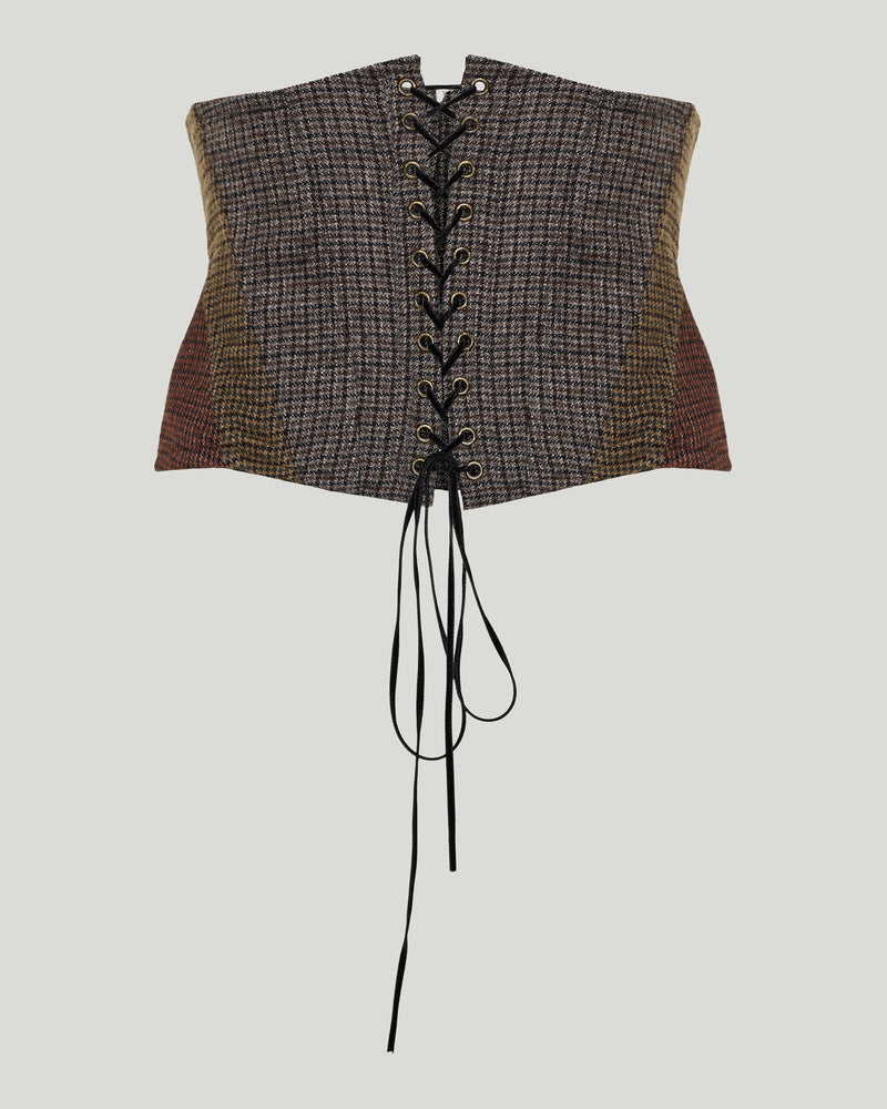 Etro Houndstooth wool corset belt