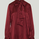 Saint Laurent Tie-neck striped silk-jacquard shirt