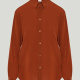 Saint Laurent Logo-embroidered silk crepe blouse