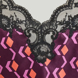 Rabanne Printed lace-trimmed silk-satin cami