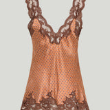 Rabanne Printed lace-trimmed silk-satin cami