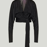 Balmain draped open-neck top