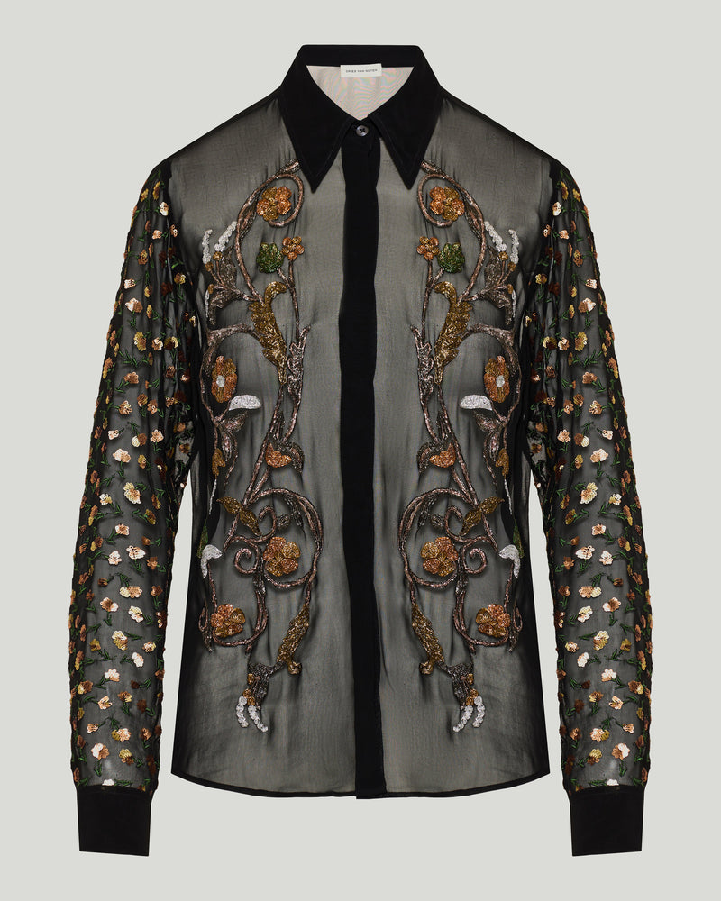 Dries Van Noten Embellished sheer blouse