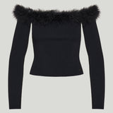 Gucci Feather-trimmed viscose top