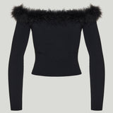 Gucci Feather-trimmed viscose top