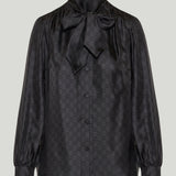 Gucci Printed GG silk-twill bow shirt