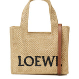 Loewe Font mini raffia tote