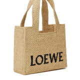 Loewe Font mini raffia tote