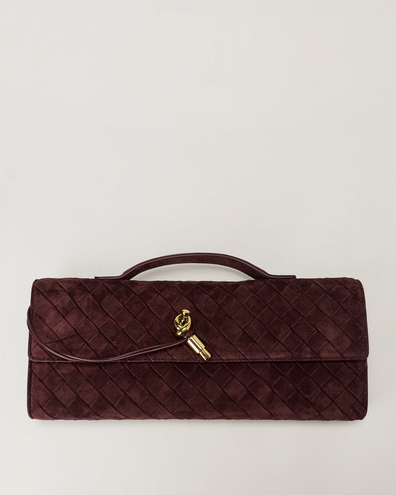 Bottega Veneta Andiamo intrecciato suede clutch