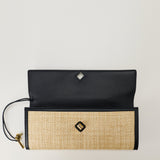 Bottega Veneta Andiamo shaded leather-trimmed raffia clutch