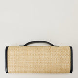 Bottega Veneta Andiamo shaded leather-trimmed raffia clutch