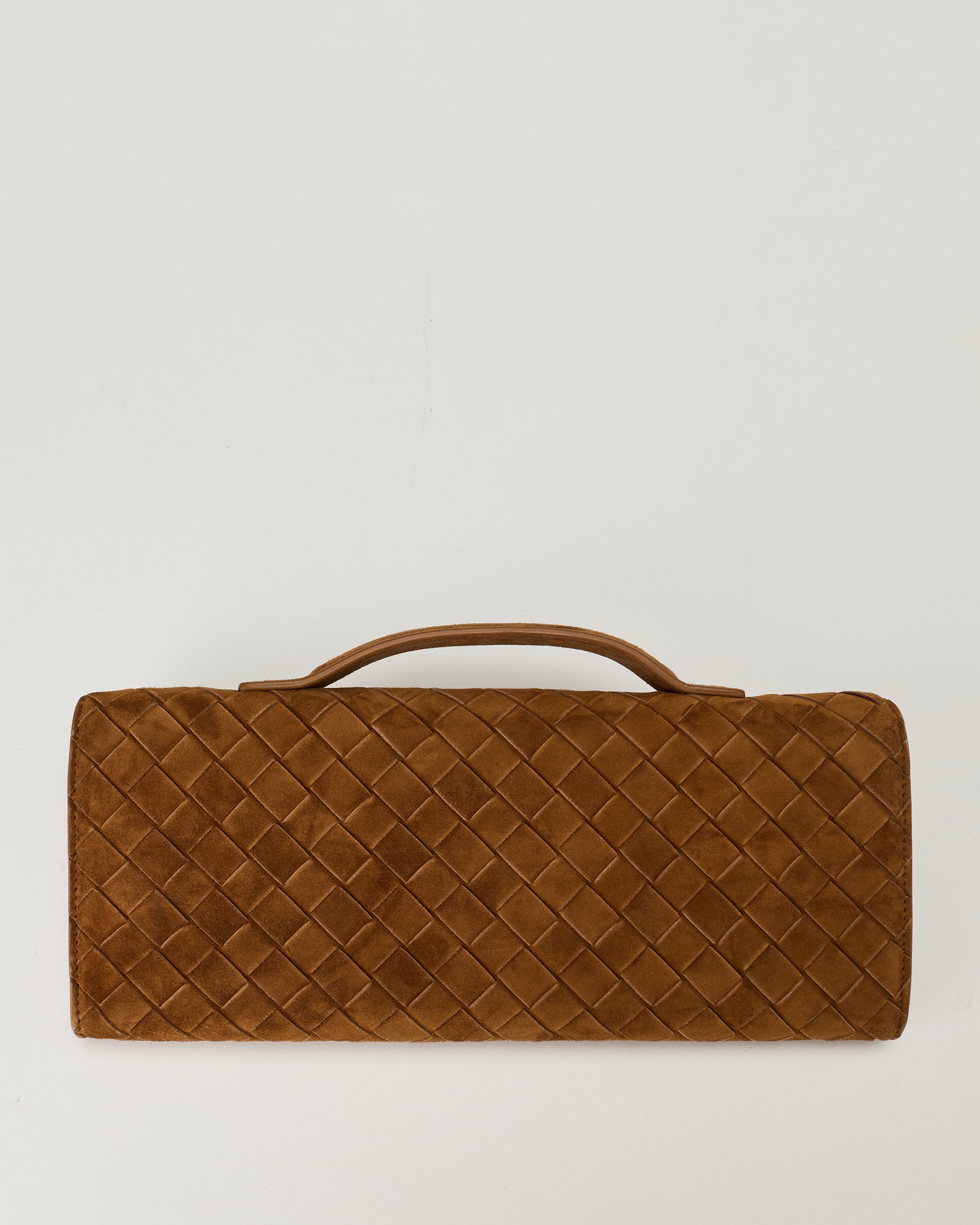 Bottega Veneta Andiamo Intrecciato suede leather clutch bag