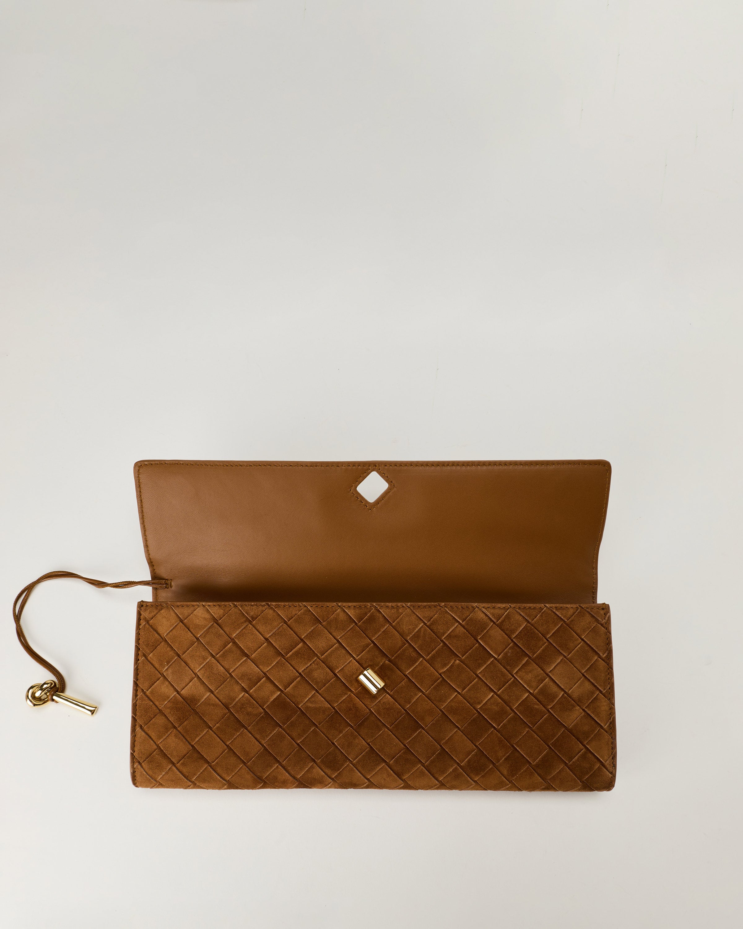 Bottega Veneta Andiamo Intrecciato suede leather clutch bag