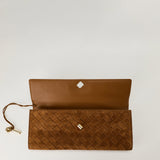 Bottega Veneta Andiamo Intrecciato suede leather clutch bag