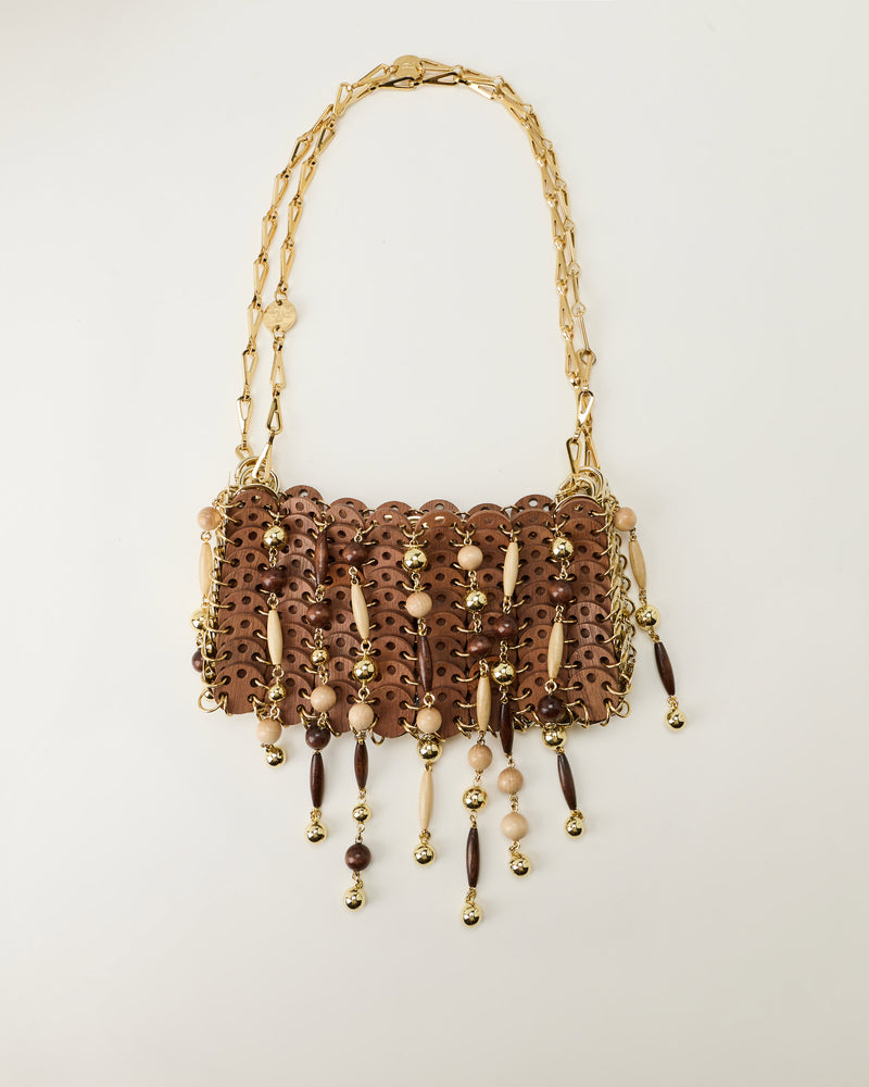 Rabanne 1969 Nano Disc wooden shoulder bag