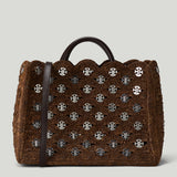 Rabanne Embellished raffia tote bag