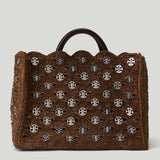 Rabanne Embellished raffia tote bag