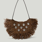 Rabanne Embellished raffia shoulder bag