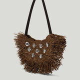 Rabanne Embellished raffia shoulder bag