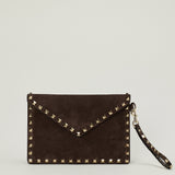 Valentino Garavani Rockstud suede wristlet pouch
