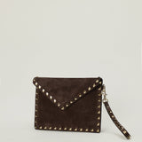 Valentino Garavani Rockstud suede wristlet pouch