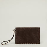 Valentino Garavani Rockstud suede wristlet pouch