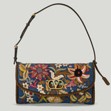 Valentino Garavani DeVain Small embroidered denim shoulder bag