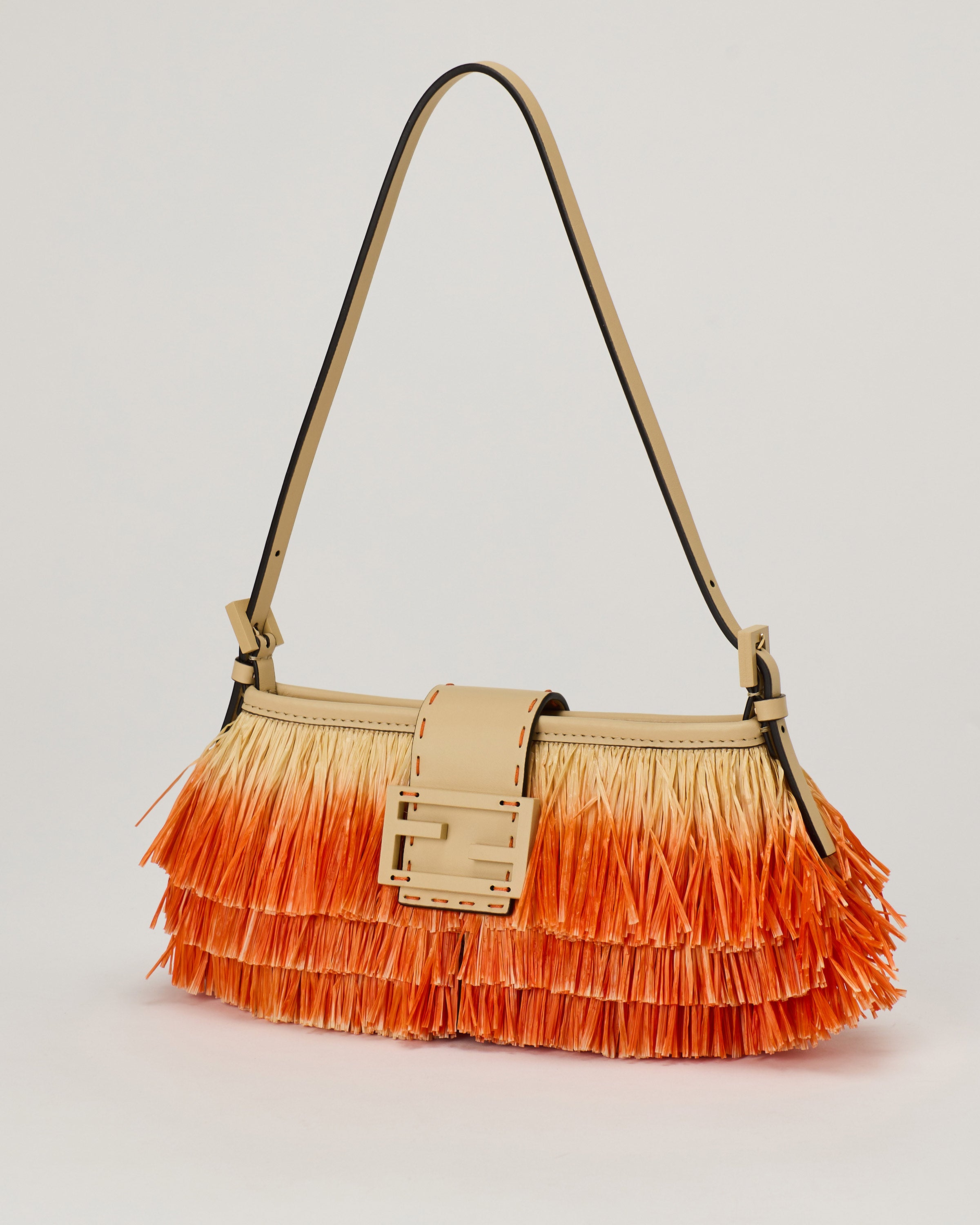 Fendi Baby B raffia-effect mini bag – Luisa World
