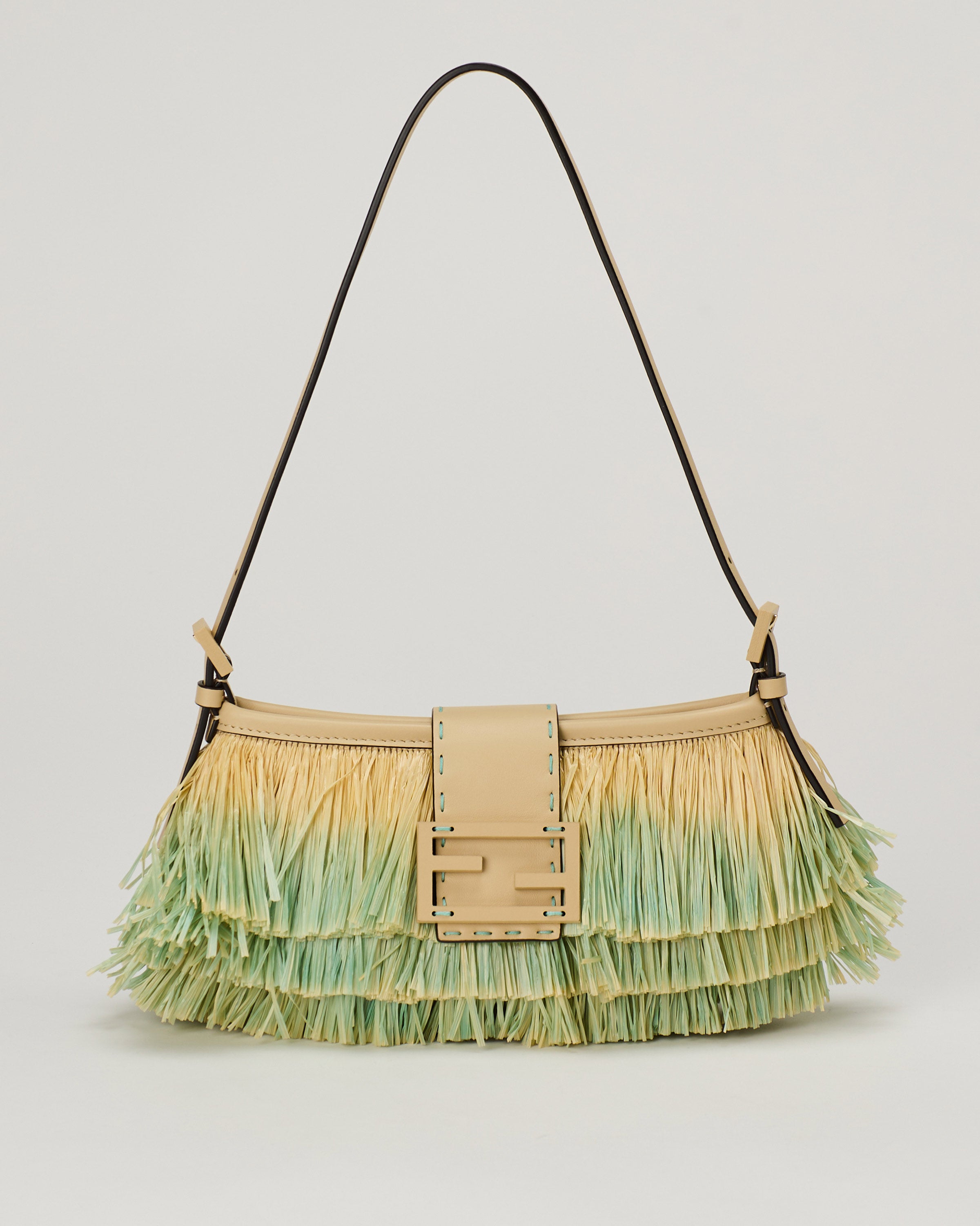 Fendi Baby B raffia-effect mini bag – Luisa World