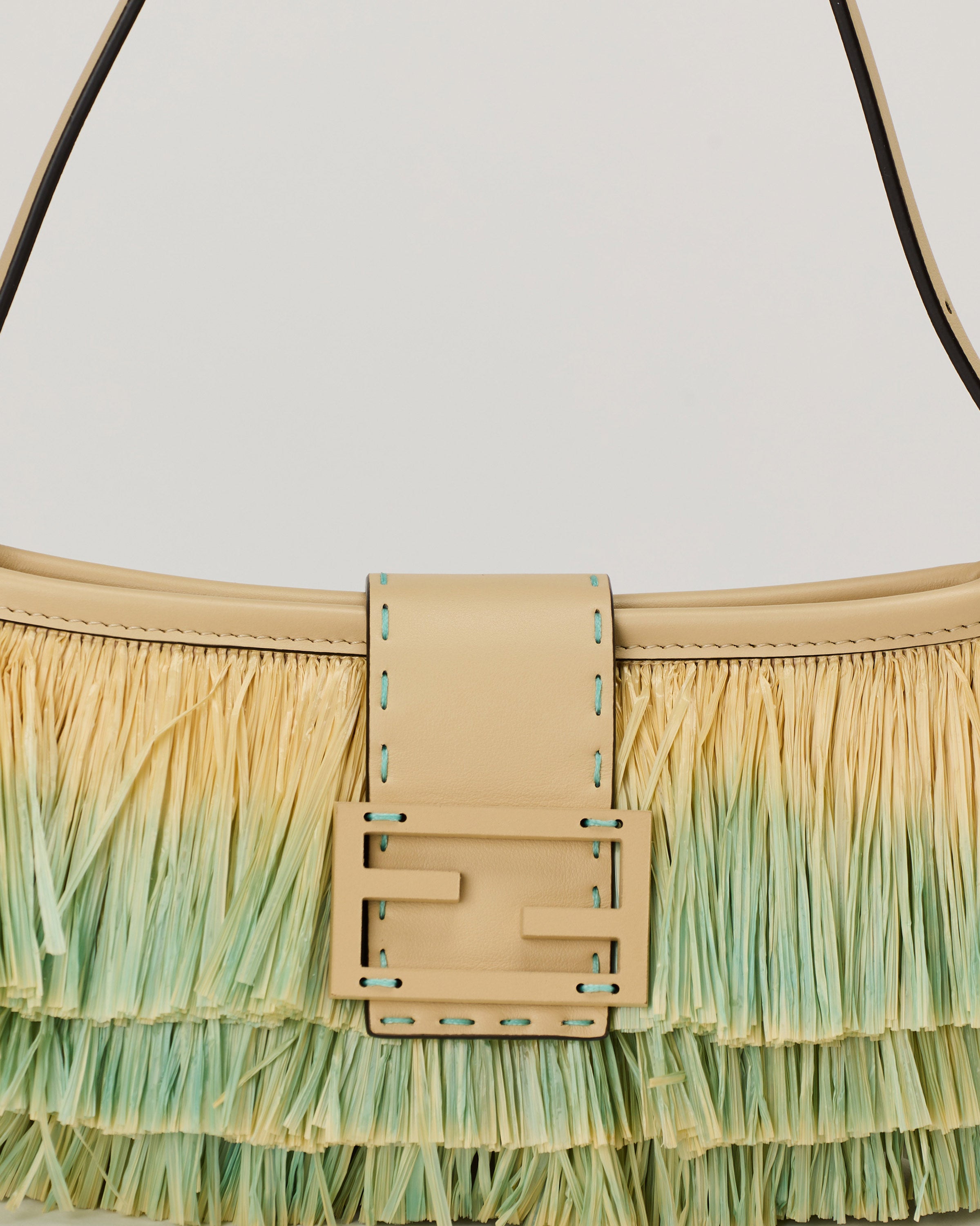 Fendi Baby B raffia-effect mini bag – Luisa World