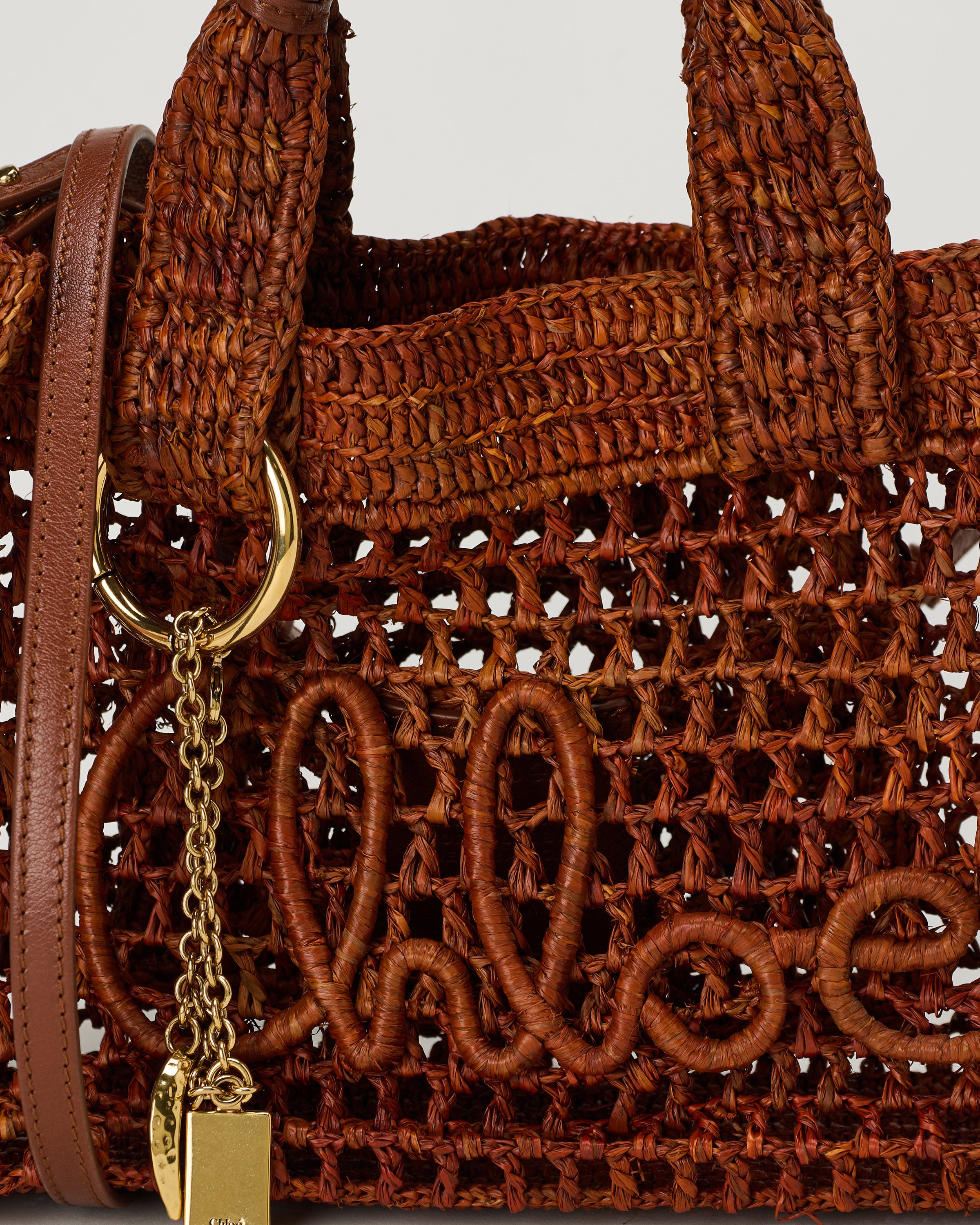 CHLOE Chloé Summer banana leather-trimmed raffia tote bag – Luisa