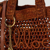 Chloé Summer banana leather-trimmed raffia tote bag