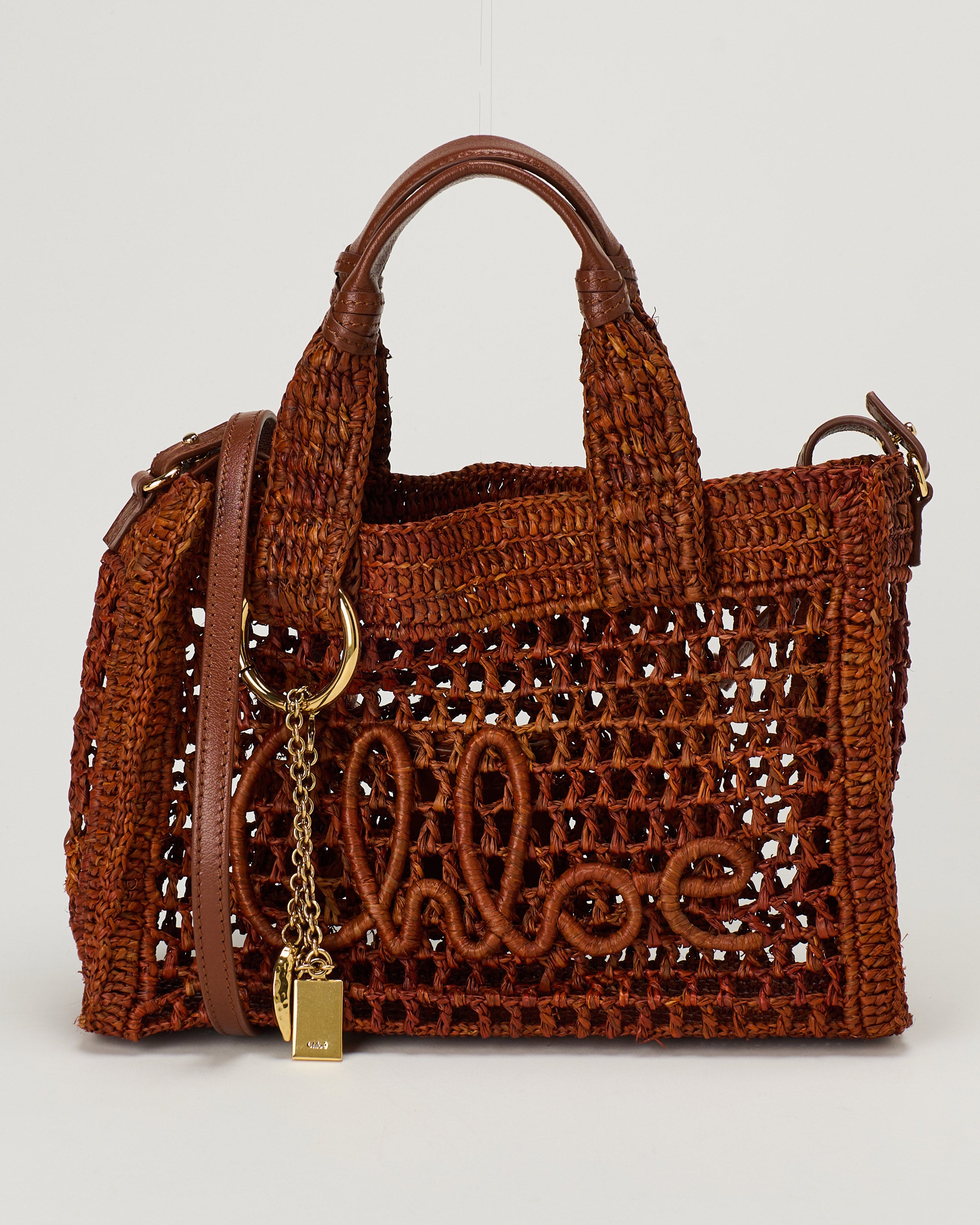 CHLOE Chloé Summer banana leather-trimmed raffia tote bag – Luisa