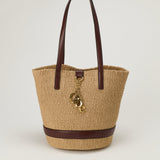 Medium Leather-trimmed basket bag