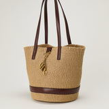 Medium Leather-trimmed basket bag