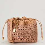 Chloé Mini Summer Banana drawstring shoulder bag in raffia