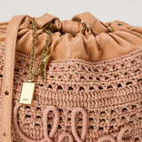 Chloé Mini Summer Banana drawstring shoulder bag in raffia