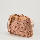 Chloé Mini Summer Banana drawstring shoulder bag in raffia
