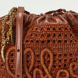 Chloé Summer banana leather-trimmed raffia shoulder bag