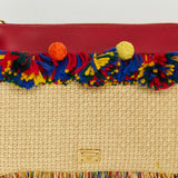 Dolce & Gabbana Fringed woven leather-trimmed pouch