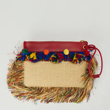 Dolce & Gabbana Fringed woven leather-trimmed pouch