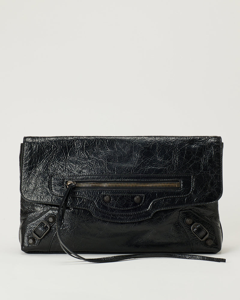 Balenciaga Le City leather clutch bag
